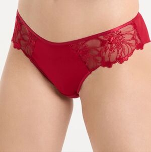 ETAM AMARYLLIS LACE&SATIN CHEEKY HIPSTER PANTIES IN RED /SIZE:US-SMALL
